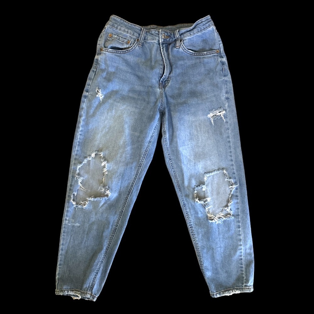 Wild Fable (Target) Size 2 High Waisted Distressed Mom Jean Light Wash Boot Cut